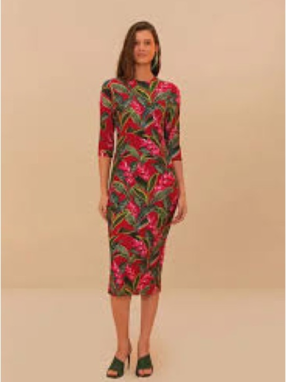 FARM RIO NWOT RED DREAM GARDEN JERSEY MIDI LARGE